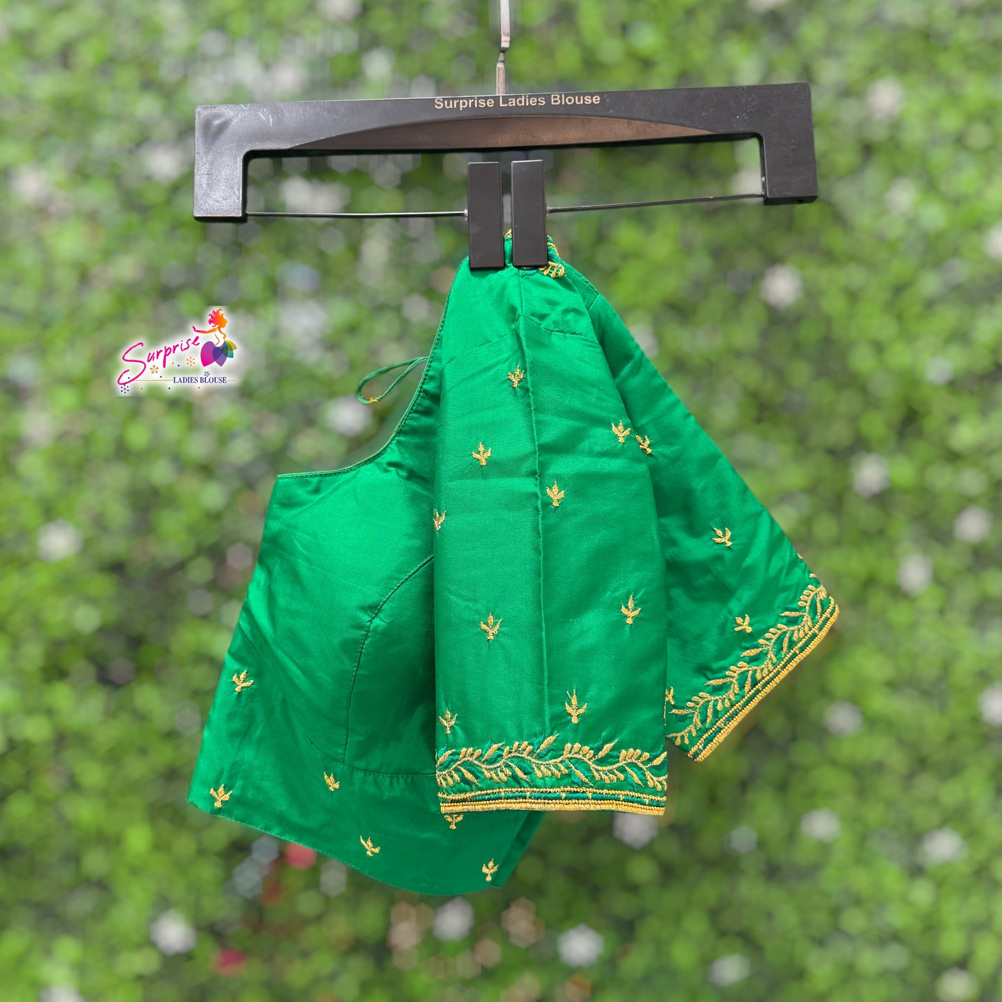 Machine work designer Readymade blouse Green color