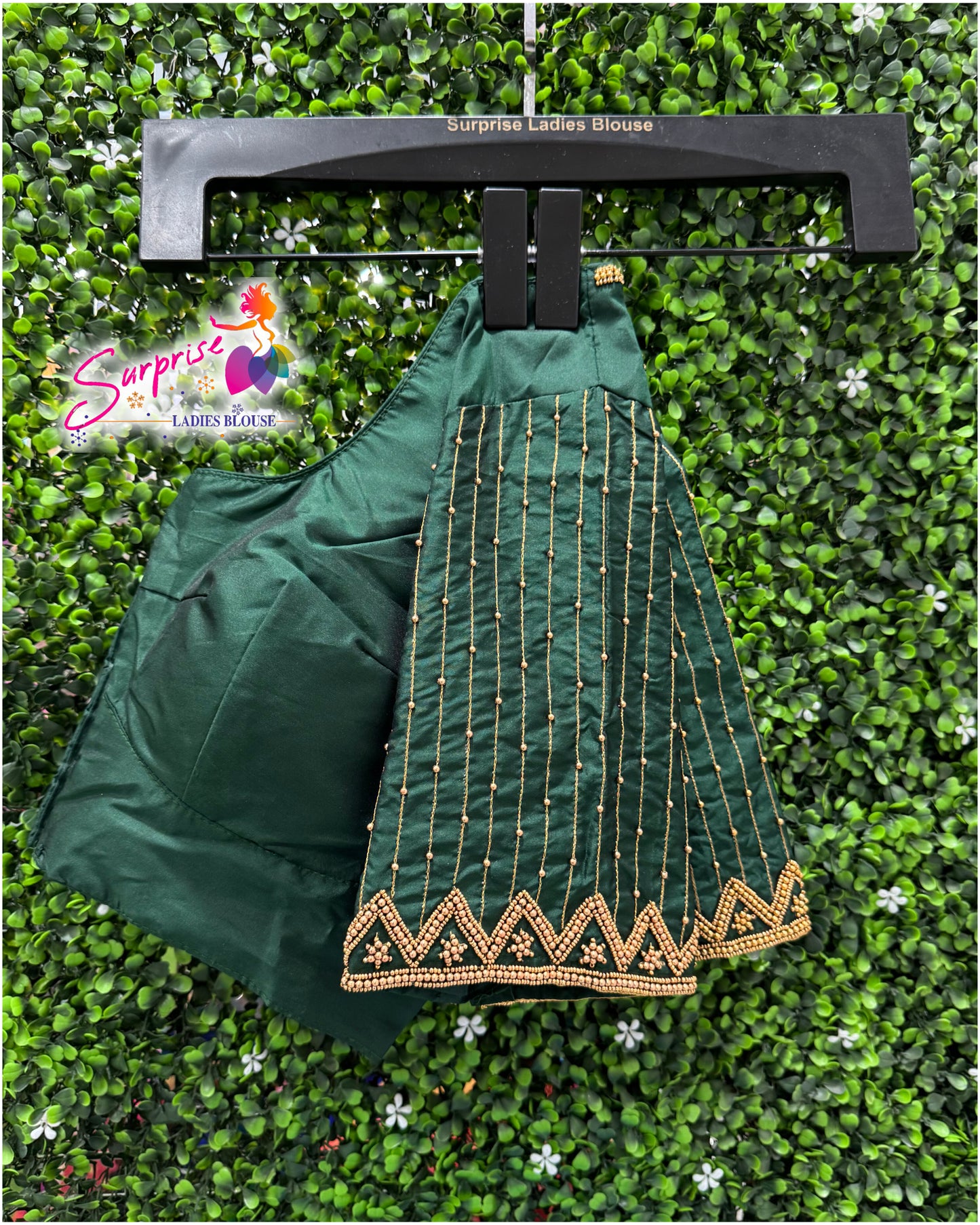 Designer handwork Ari work blouse Green color