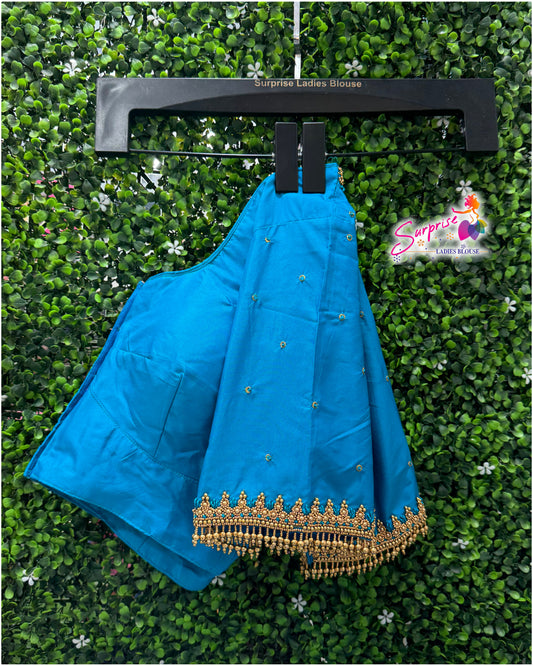 Designer handwork Ari work blouse Blue color