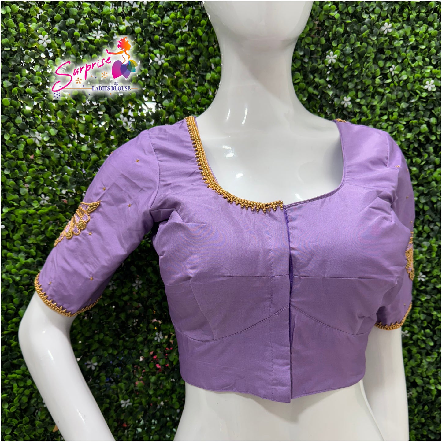 Designer handwork Ari work blouse Lavender color