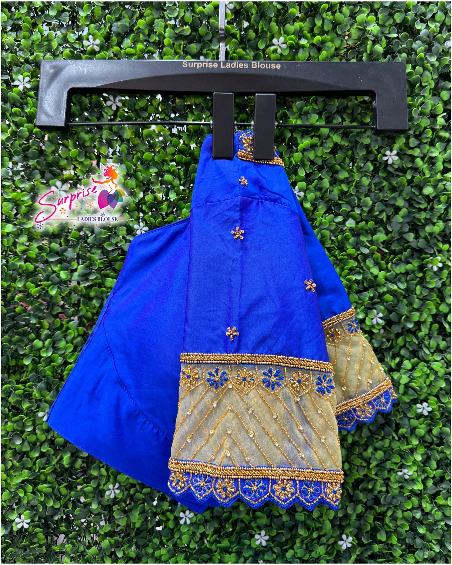 Designer handwork Ari work blouse blue color