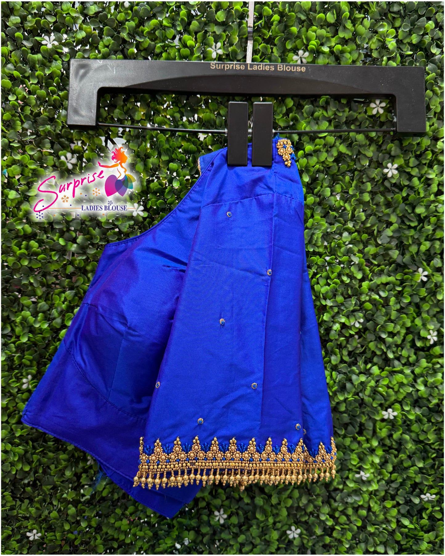 Designer handwork Ari work blouse Blue color
