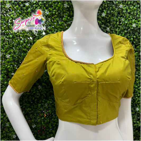 Designer handwork Ari work blouse Green color