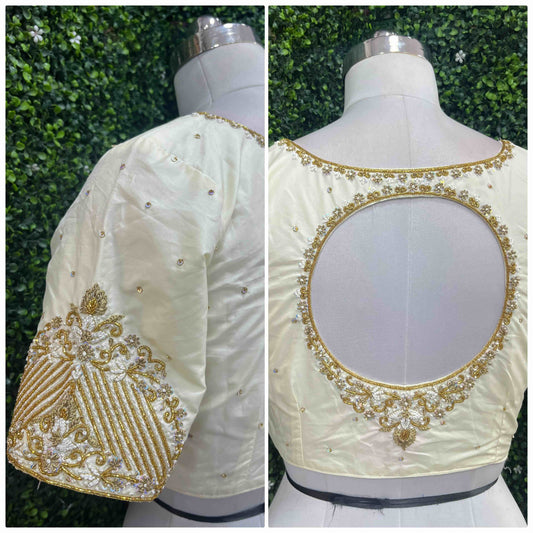 Handwork designer Ari work blouse Cream/ off white color