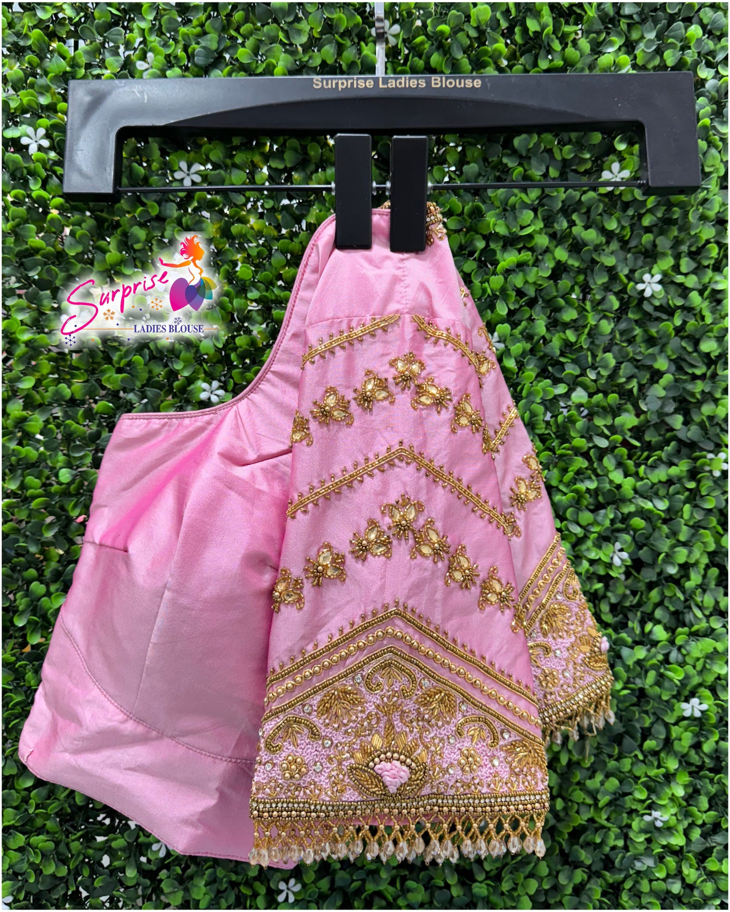 Designer handwork Ari work blouse Baby Pink color