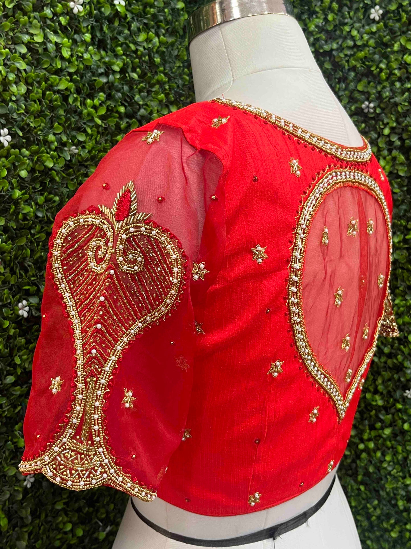 Handwork designer Ari work blouse Red color