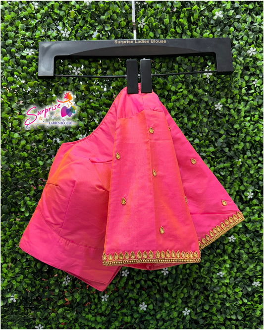 Designer handwork Ari work blouse Pink color