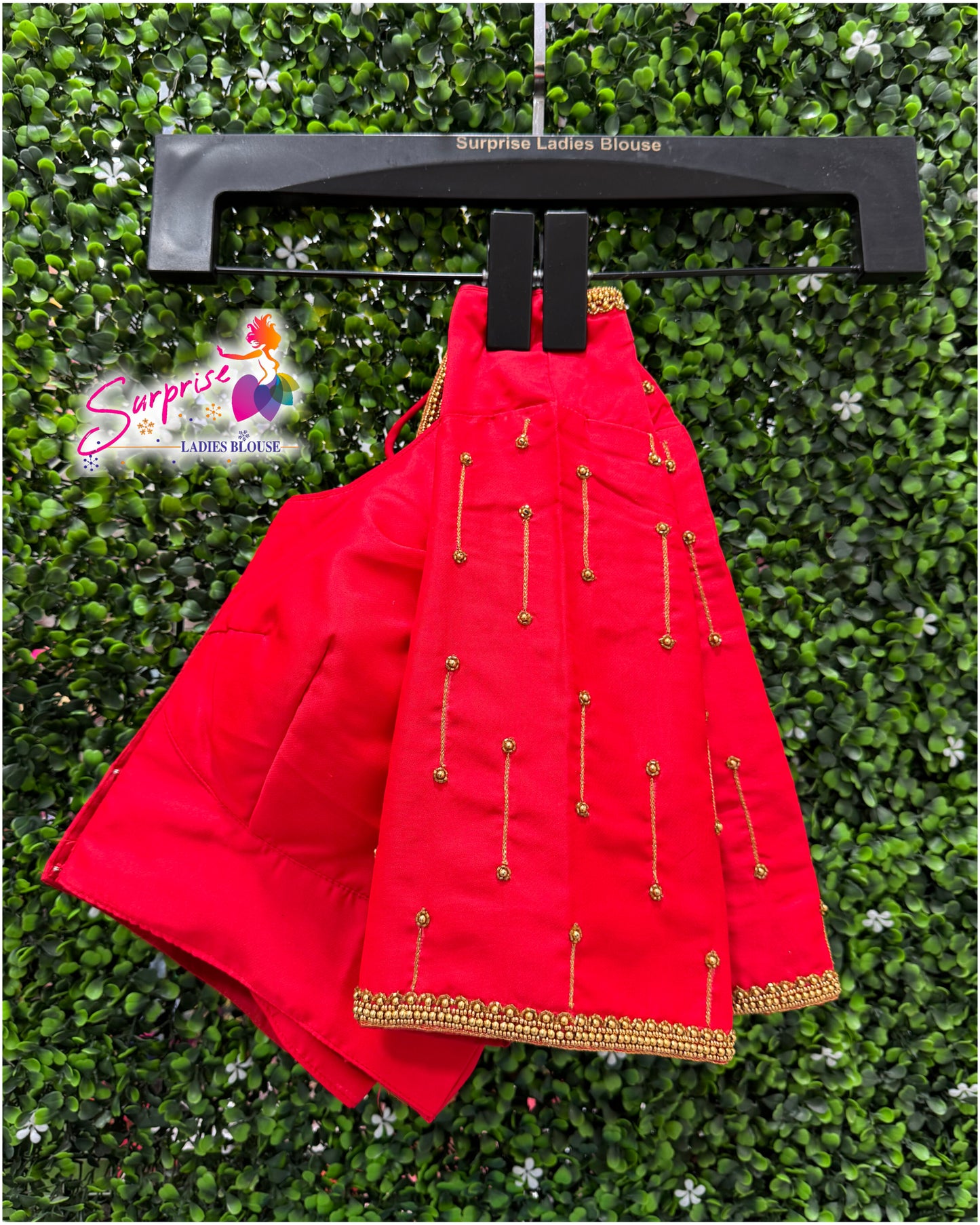 Designer handwork Ari work blouse red color