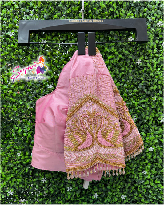 Designer handwork Ari work blouse Baby Pink color