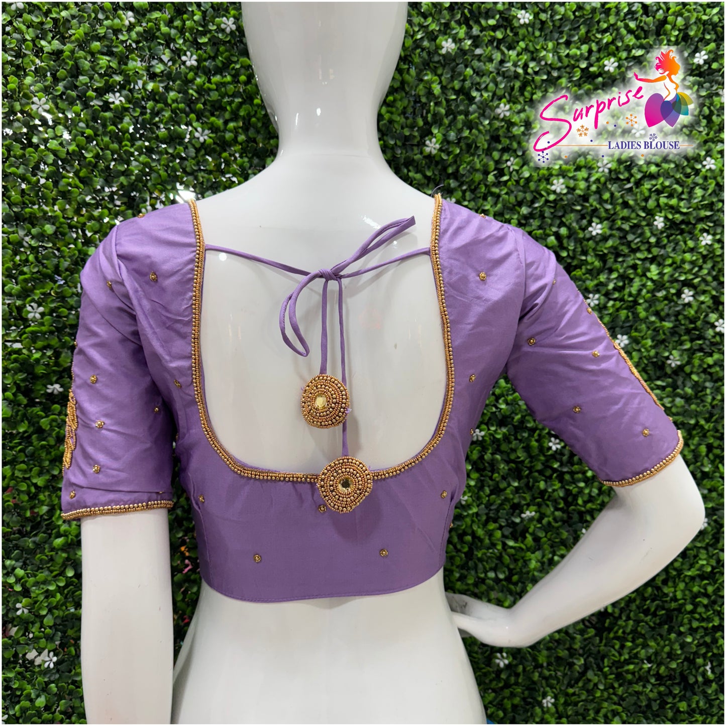 Designer handwork Ari work blouse Lavender color