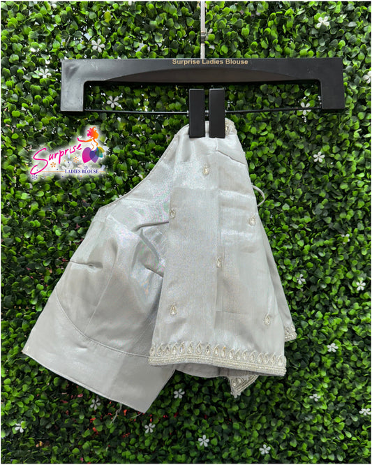 Designer handwork Ari work blouse Silver color