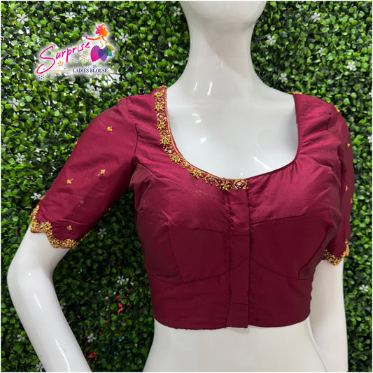 Handwork designer Ari work blouse maroon color