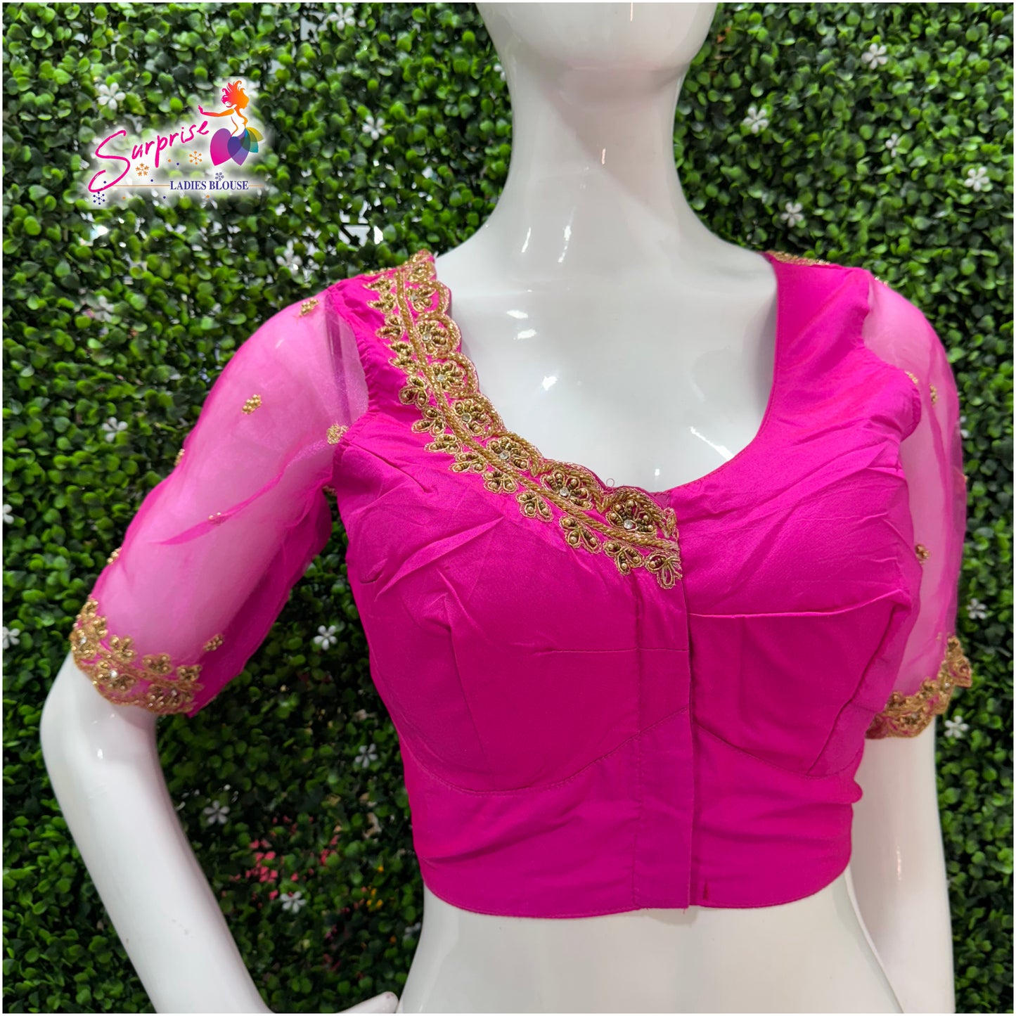 Handwork designer Ari work Readymade Blouse Pink color