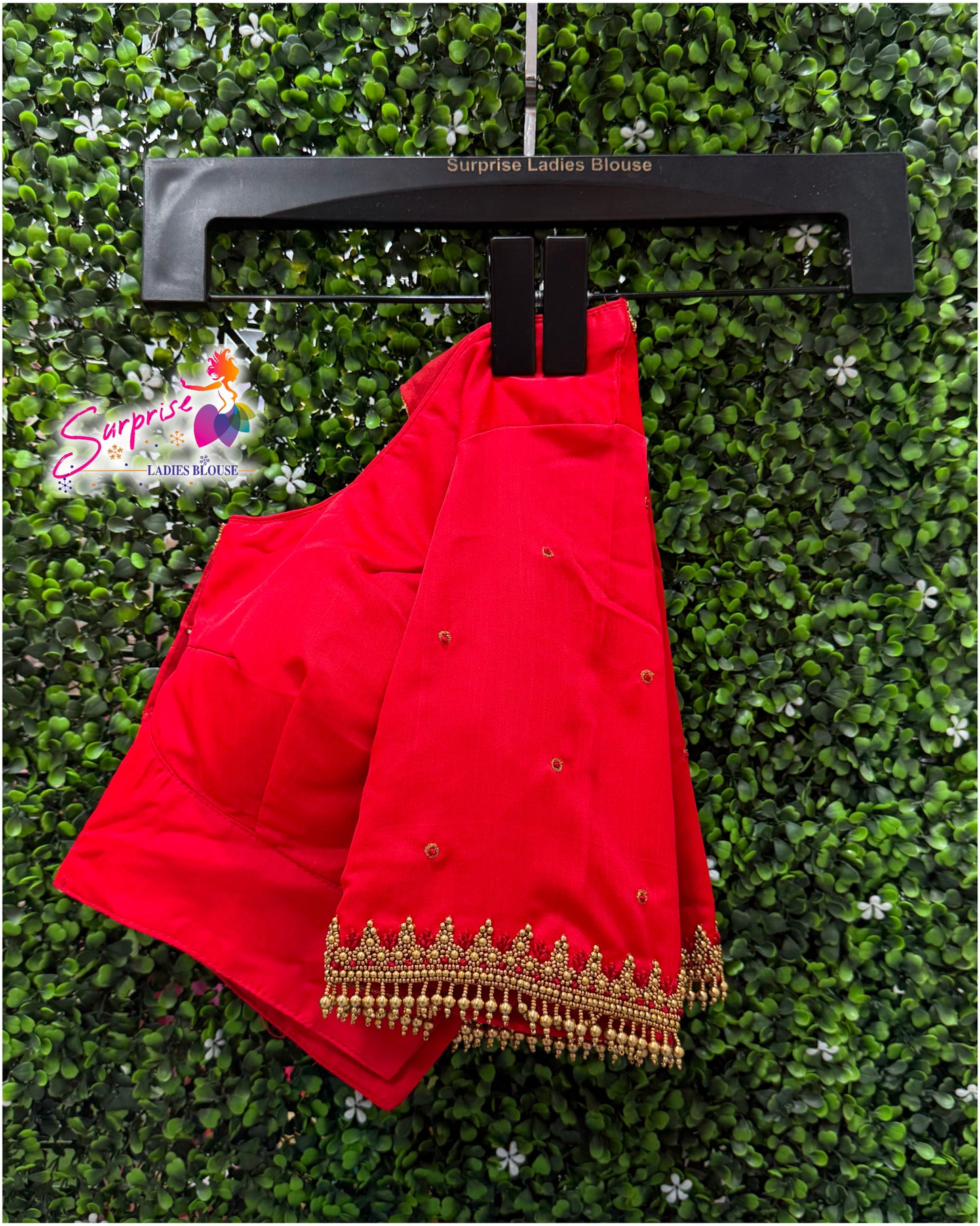 Designer handwork Ari work blouse Red color