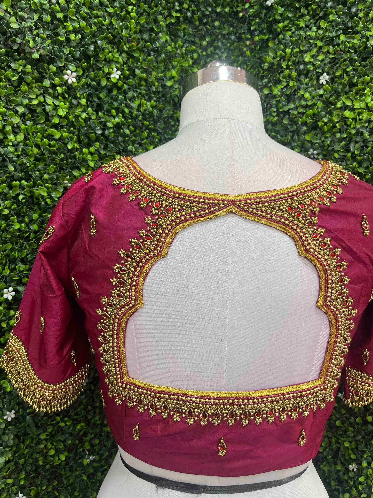 Handwork designer blouse Ari work Maroon color maroon color