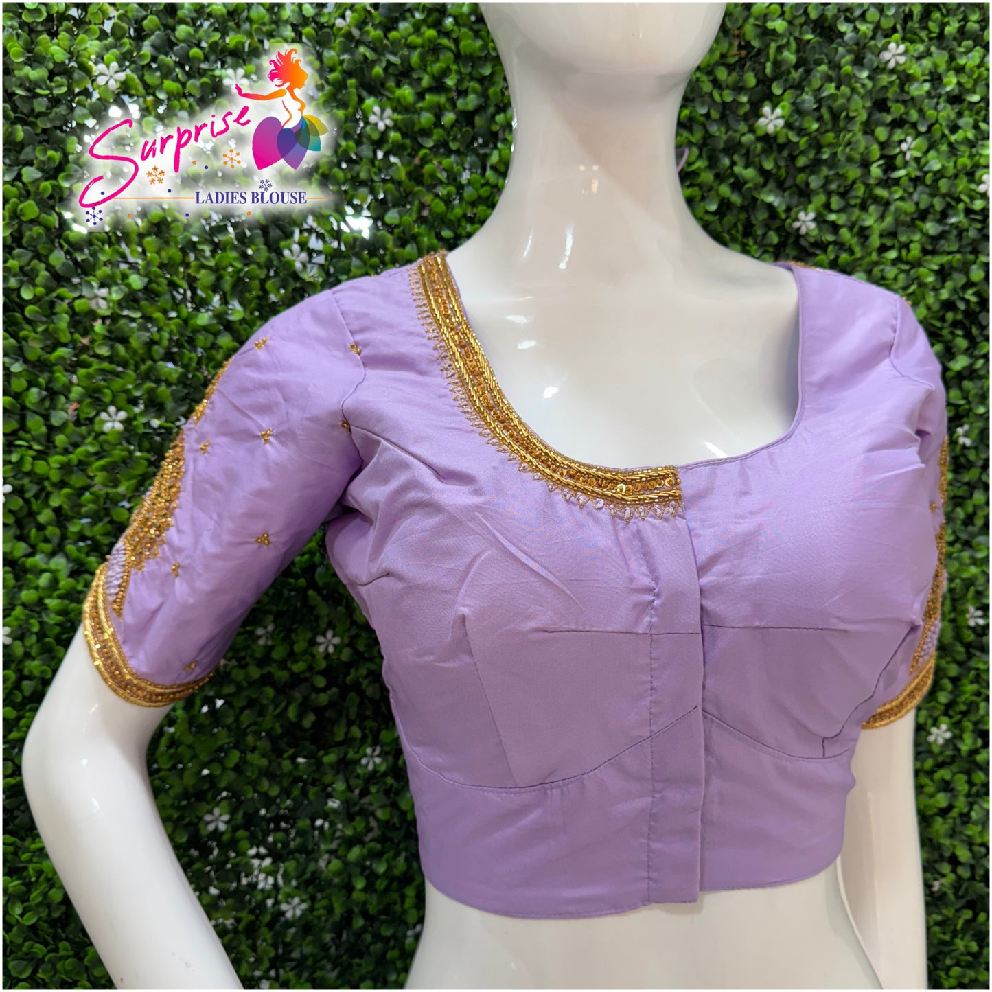 Designer handwork Ari work blouse Lavender color