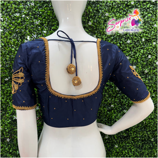 Designer handwork Ari work blouse Navy Blue color