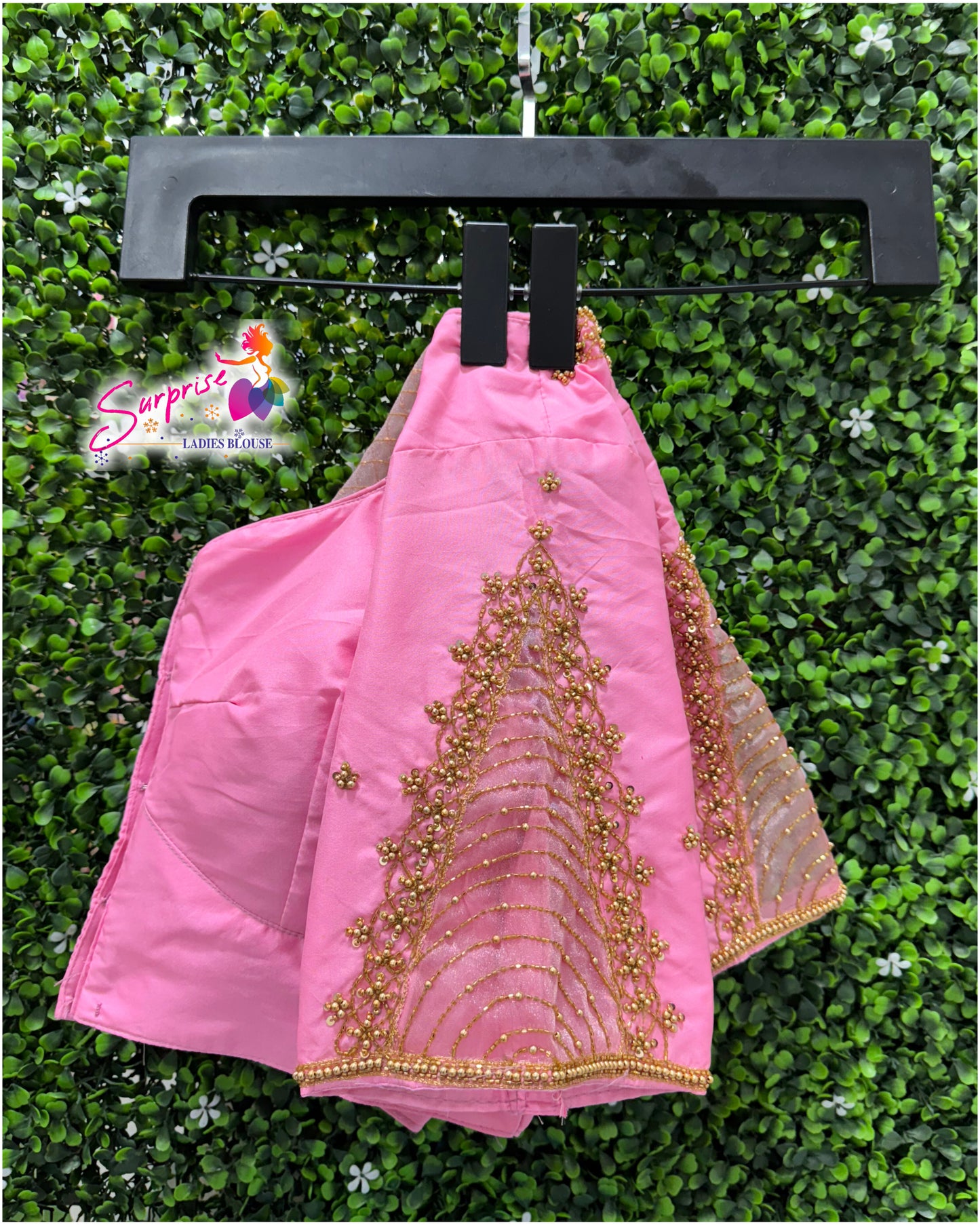 Designer handwork Ari work blouse Baby Pink color