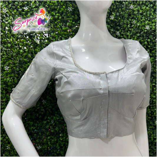 Designer handwork Ari work blouse Silver color