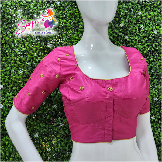 Simple handwork readymade blouse pink color