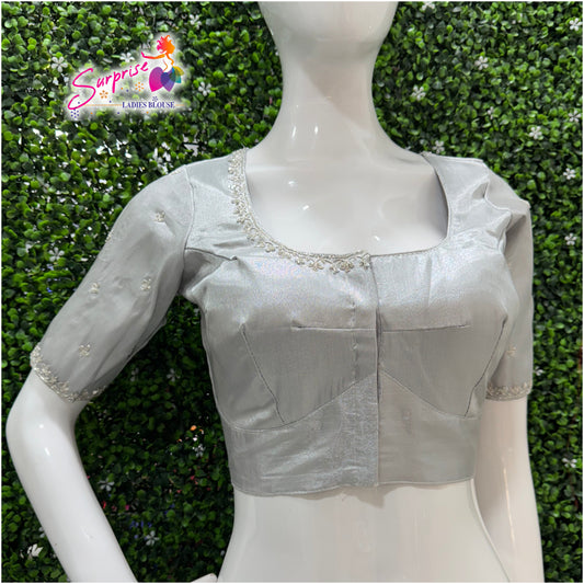 Handwork designer Ari work blouse silver color