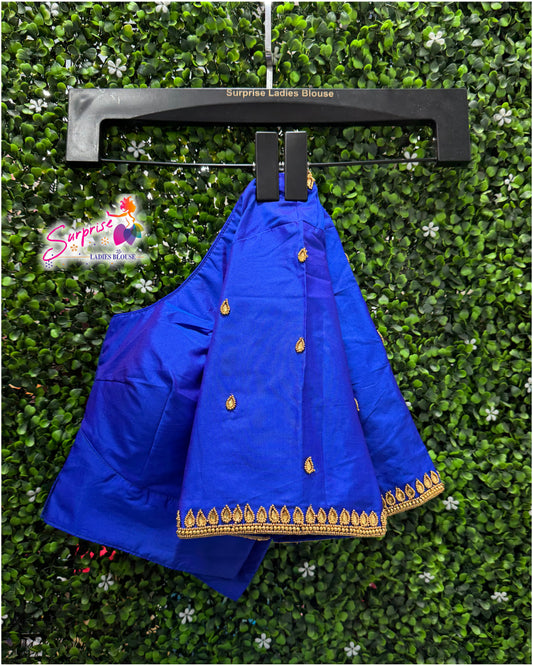 Designer handwork Ari work blouse Blue color