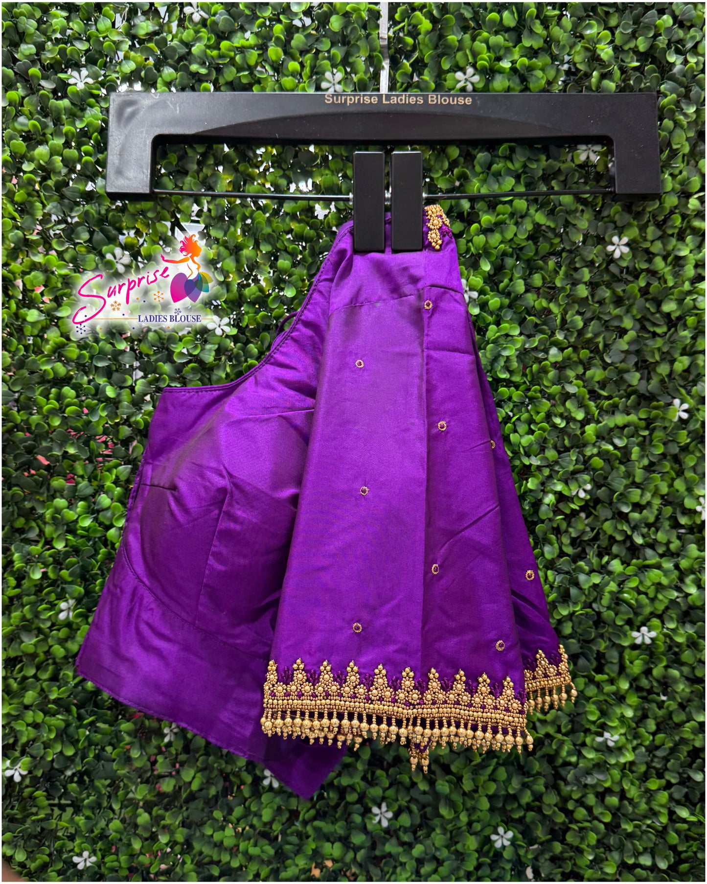 Designer handwork Ari work blouse Purple color