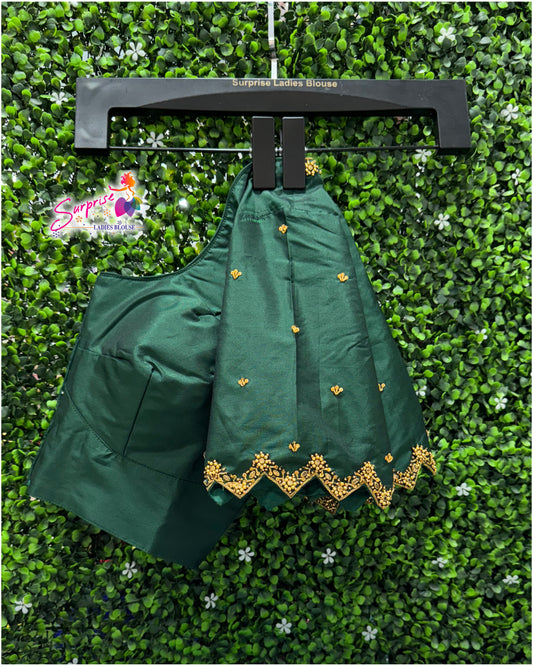 Handwork designer Ari work blouse green color