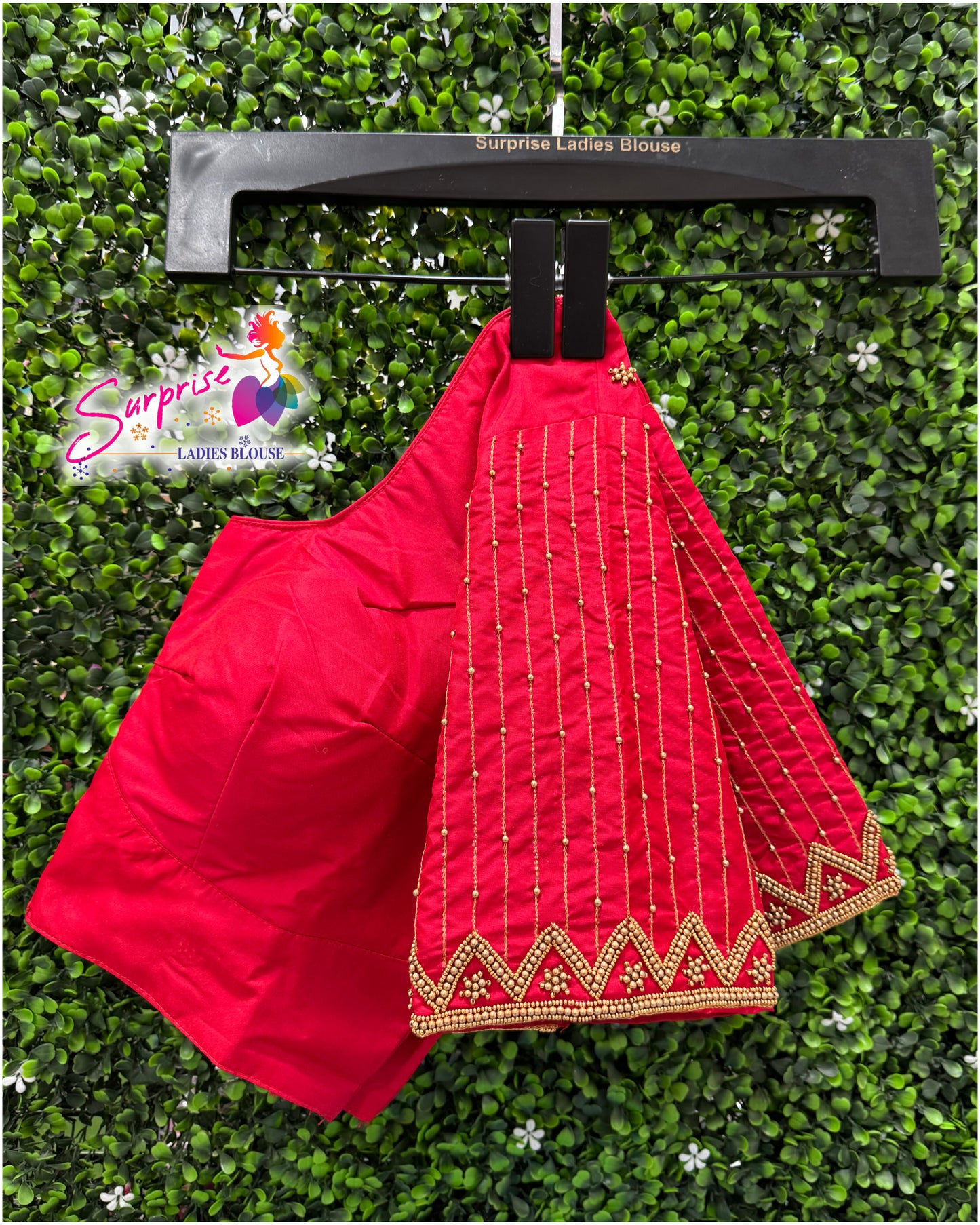Designer handwork Ari work blouse Red color
