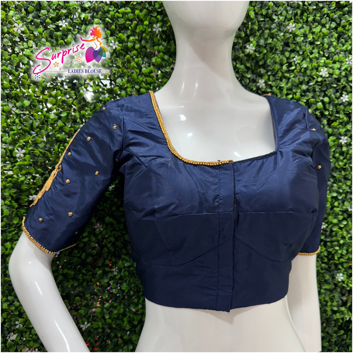 Designer handwork Ari work blouse Navy blue color