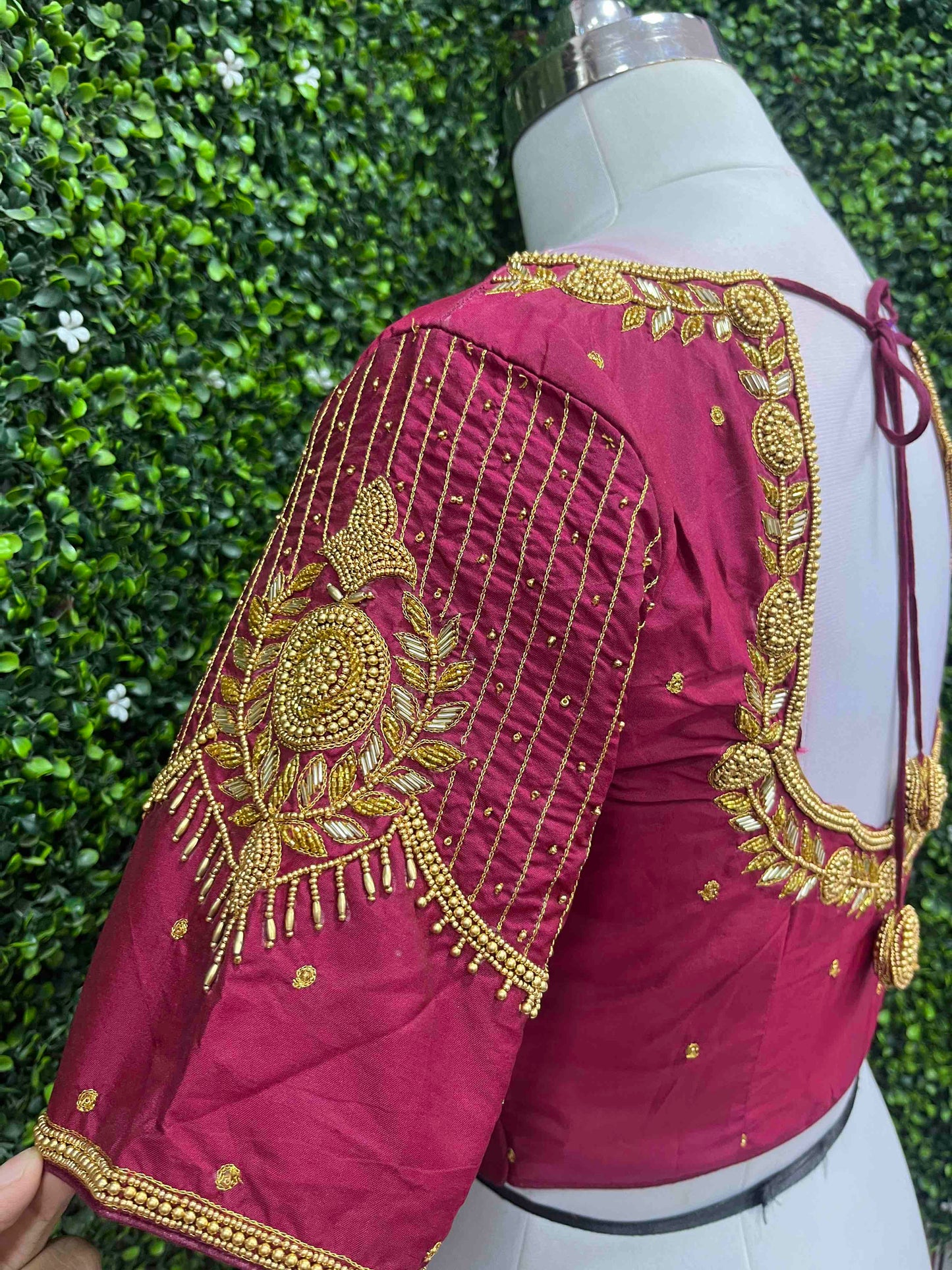 Handwork designer blouse Ari work Maroon color