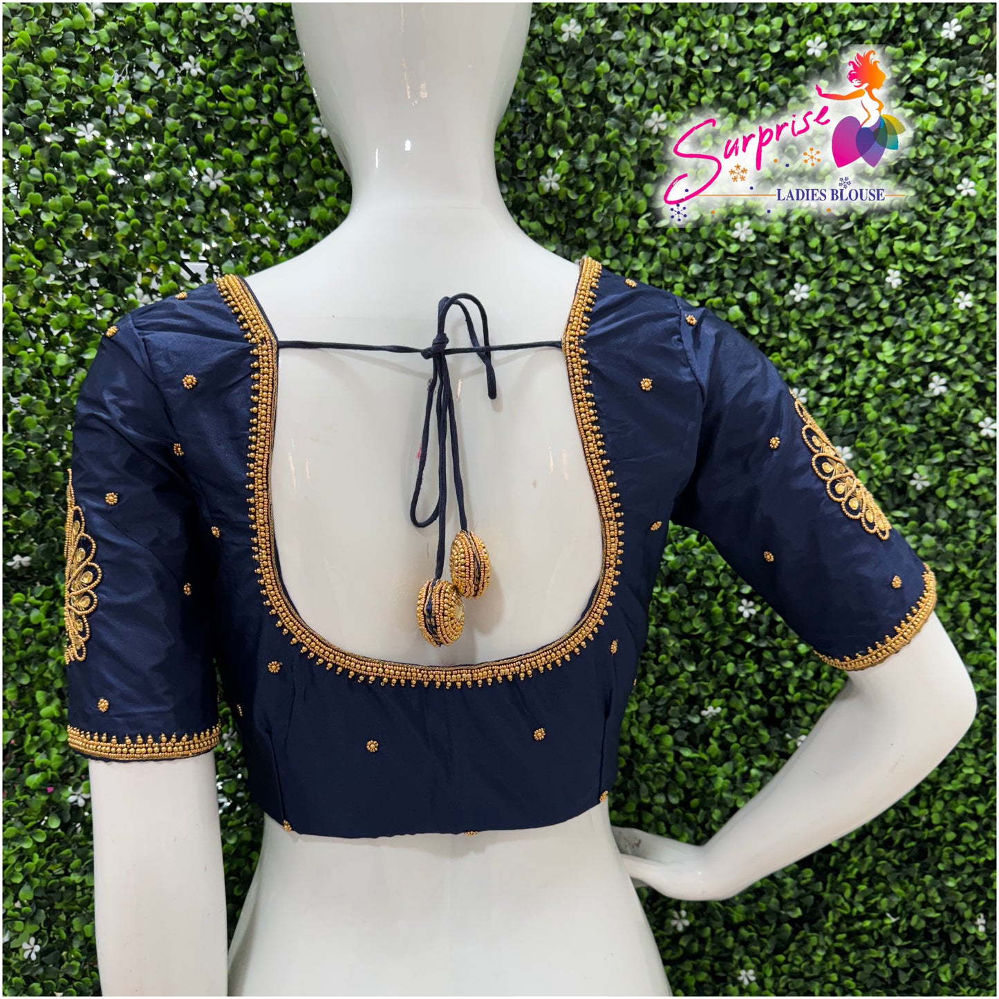Designer handwork Ari work blouse Navy Blue color