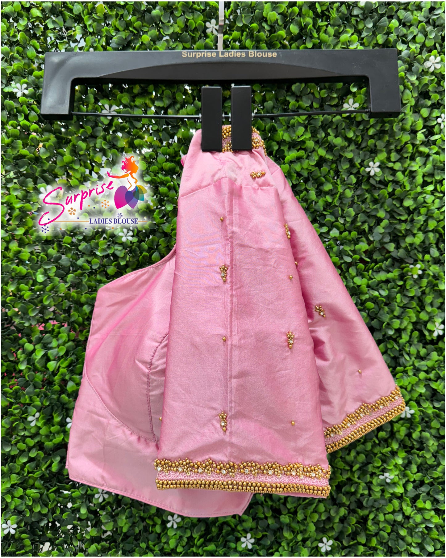 Designer handwork Ari work blouse Baby Pink color