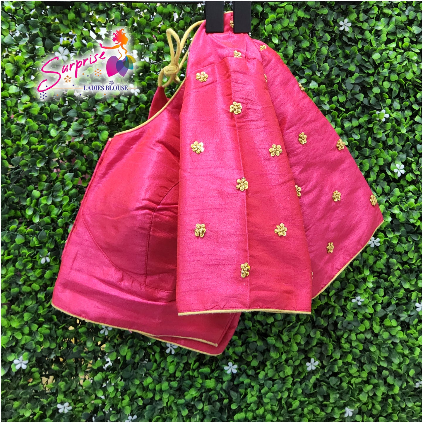 Simple handwork readymade blouse pink color