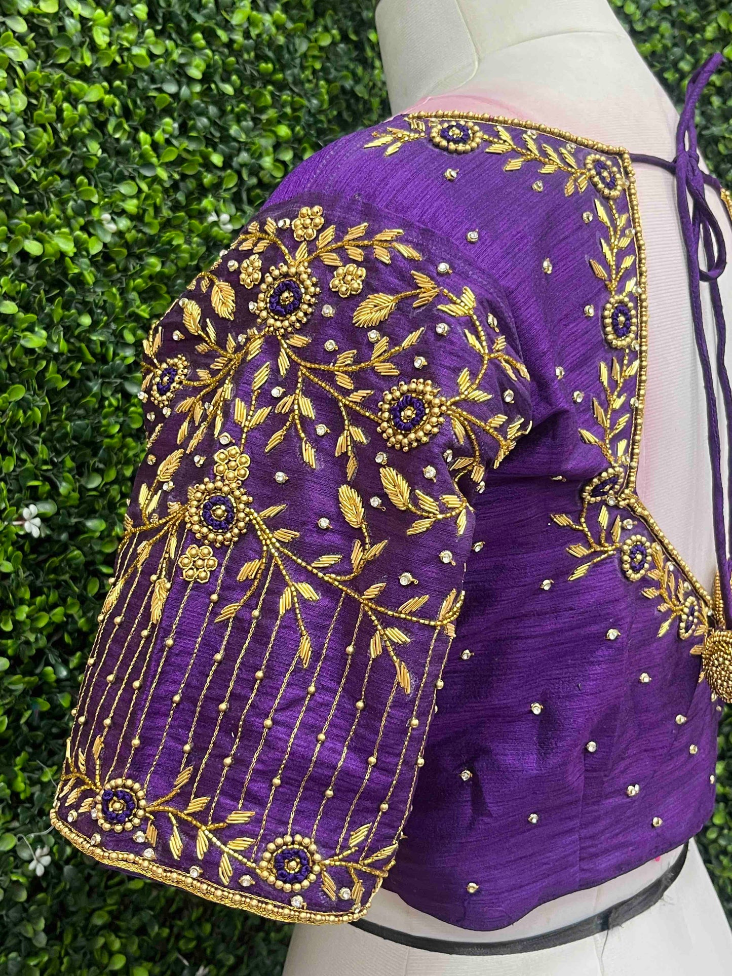 Handwork designer Ari work blouse purple color