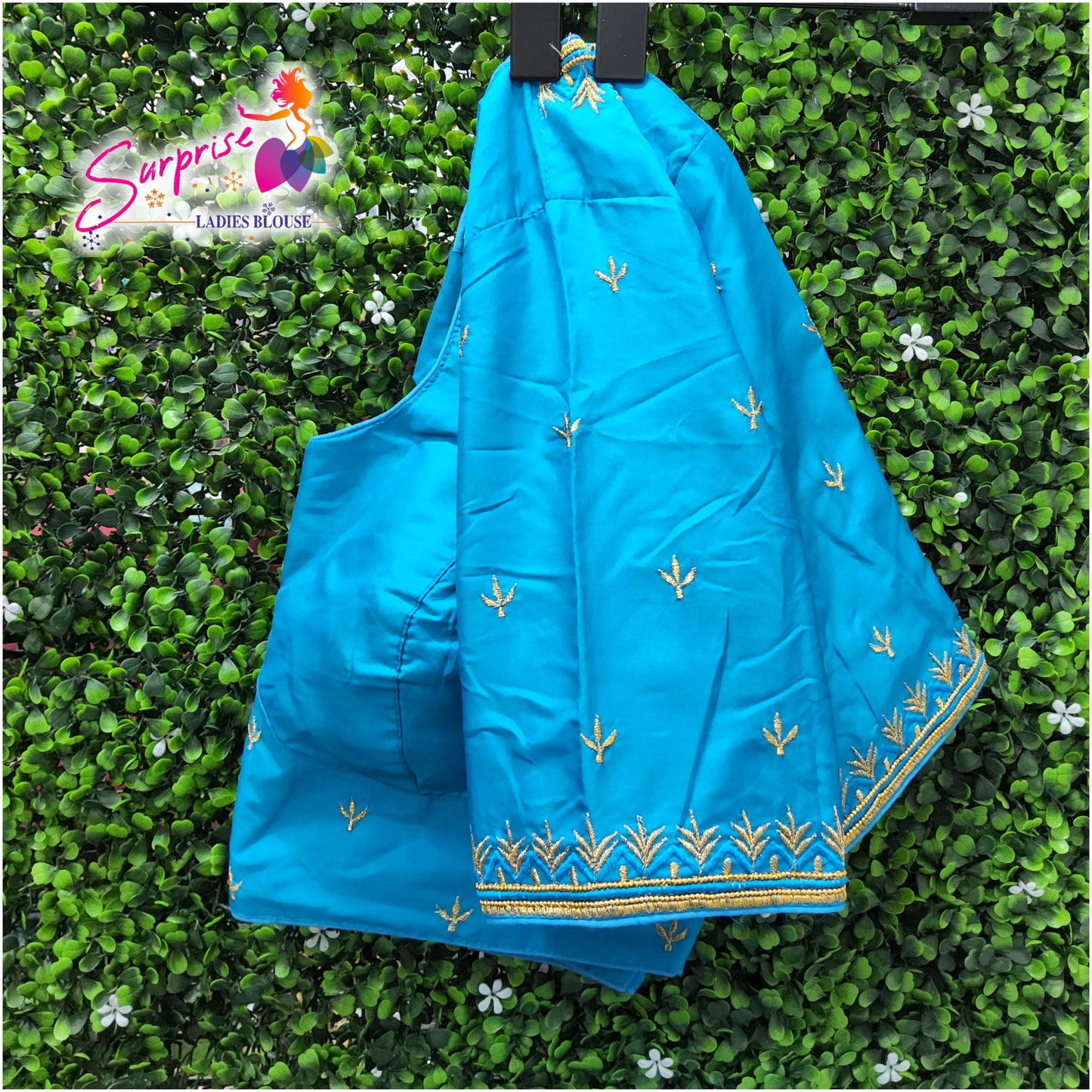 Machine work designer Readymade blouse blue color