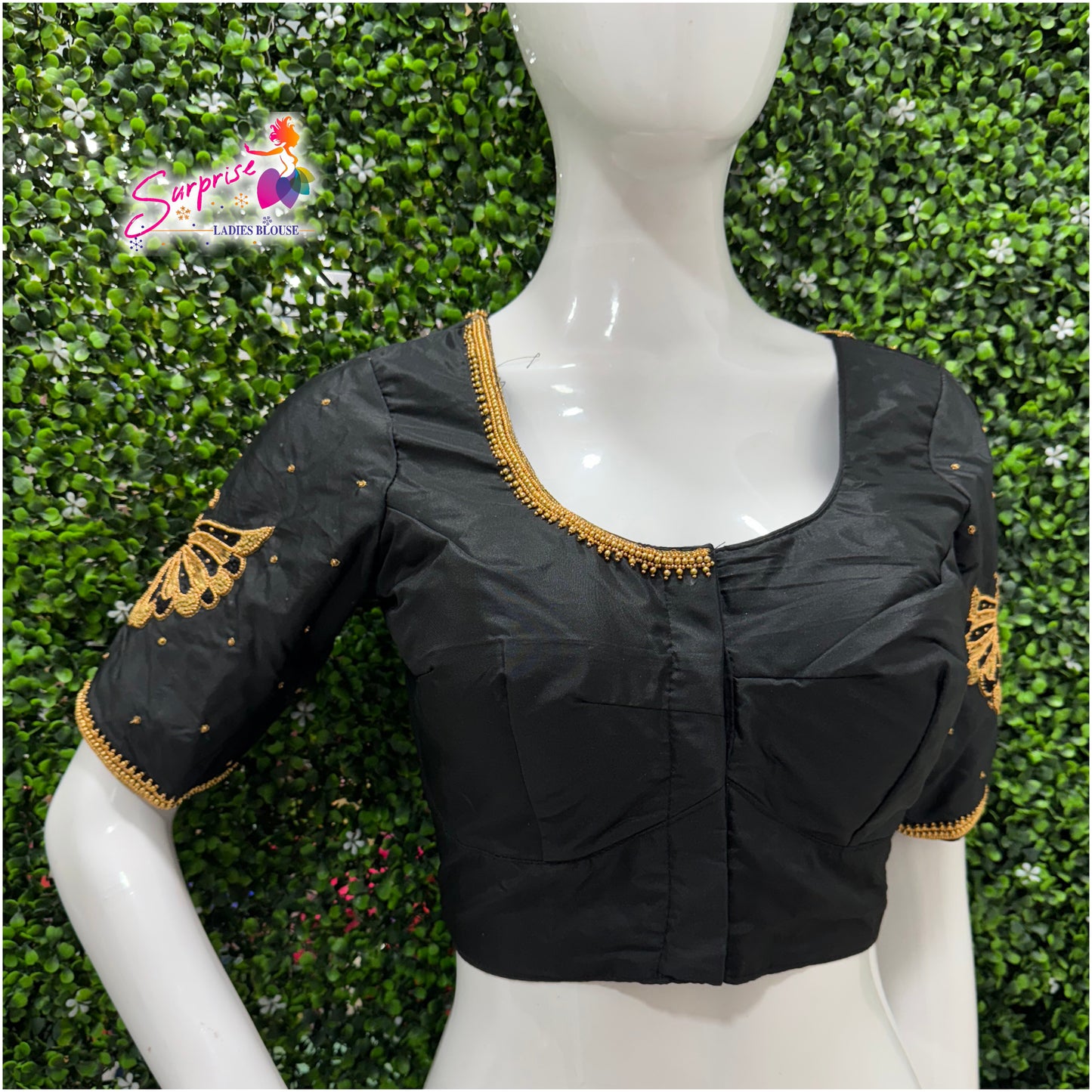 Designer handwork Ari work blouse Black color