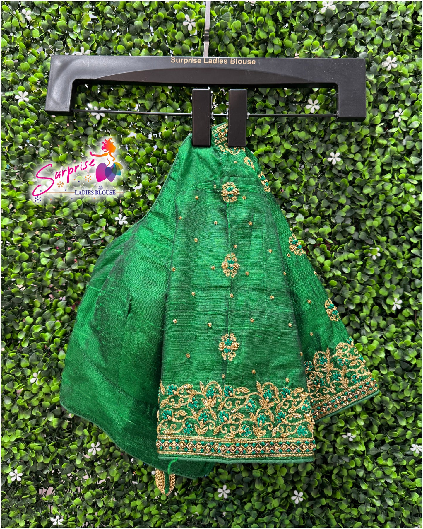 Designer handwork Ari work blouse Green color