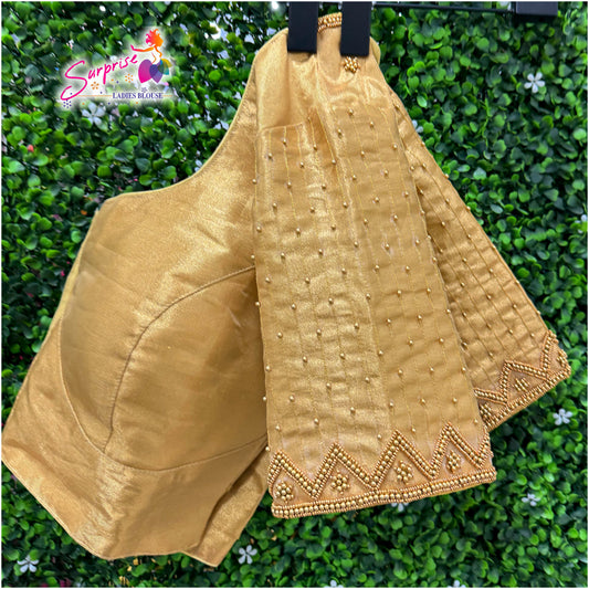 Simple handwork readymade blouse gold color