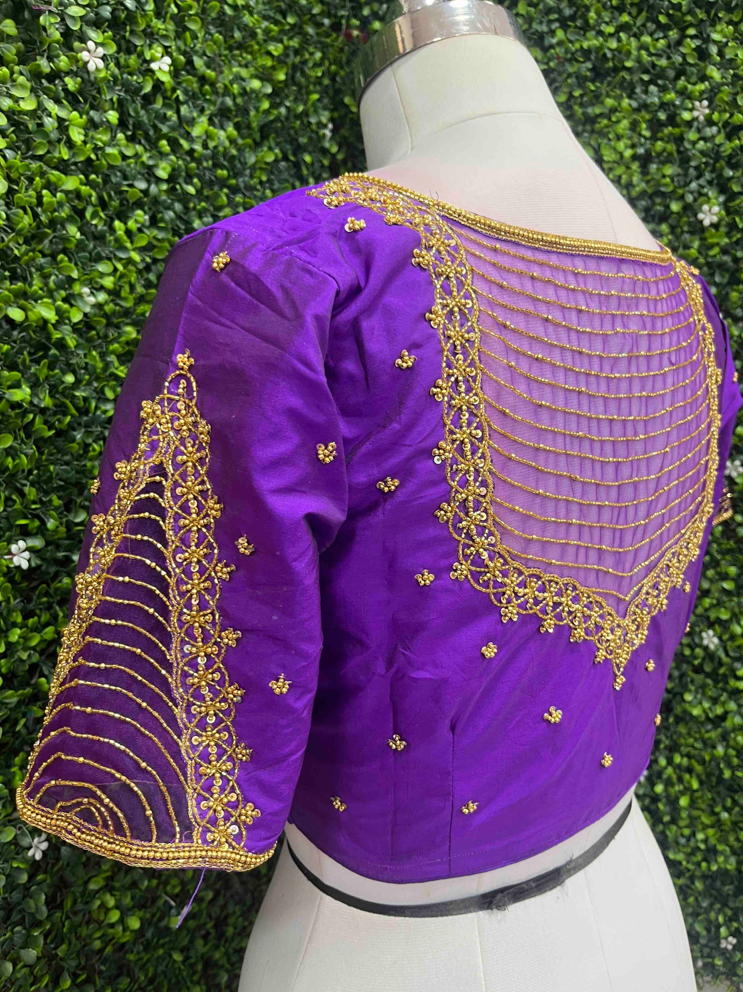 Handwork designer Ari work blouse purple color