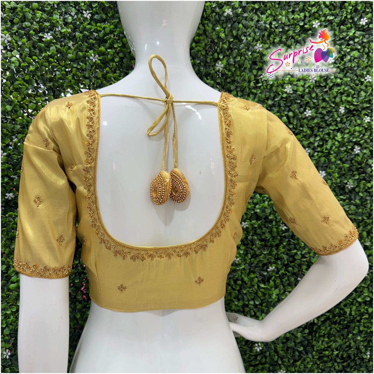 Handwork designer Ari work blouse gold color