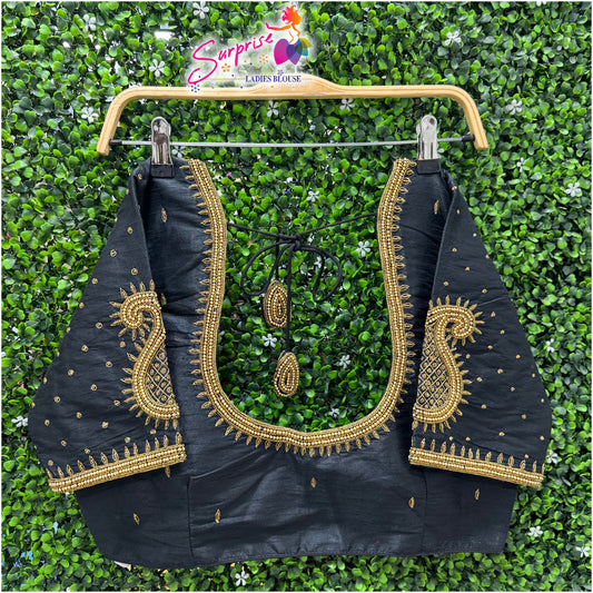 Handwork designer readymade blouse black color