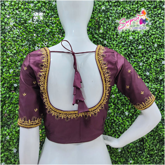 Machine work designer Readymade blouse purple color