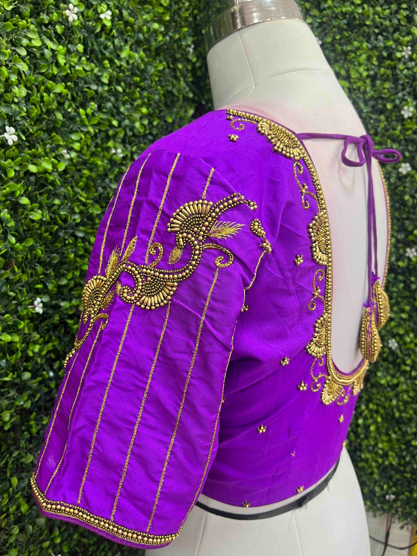 Handwork designer Ari work blouse purple color