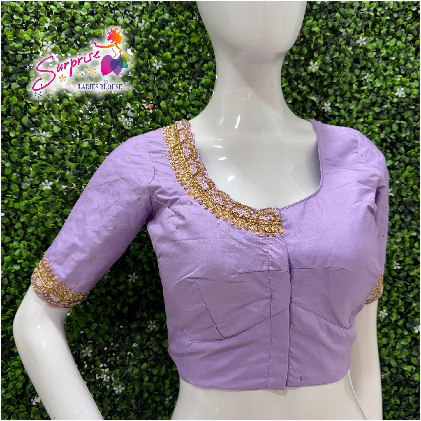 Designer handwork Ari work blouse Lavender color