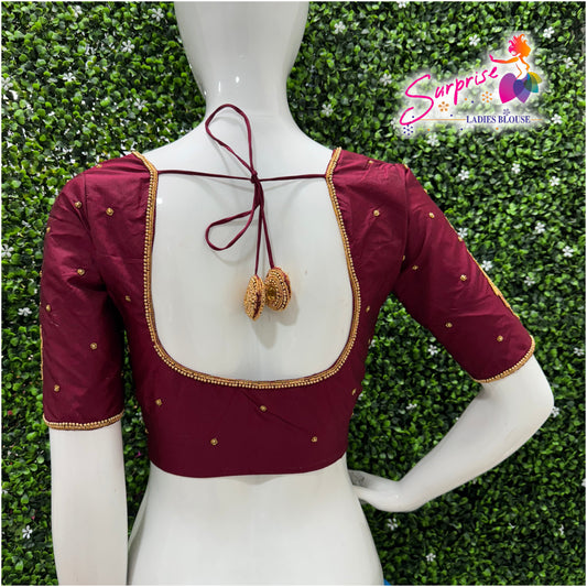 Designer handwork Ari work blouse Maroon color