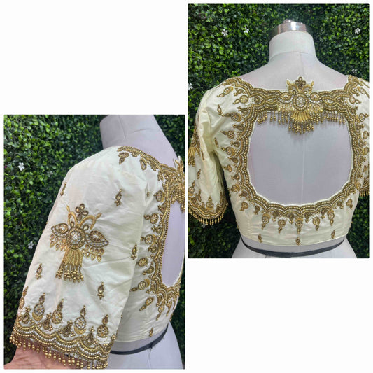 Handwork designer Ari work blouse Cream/ off white color