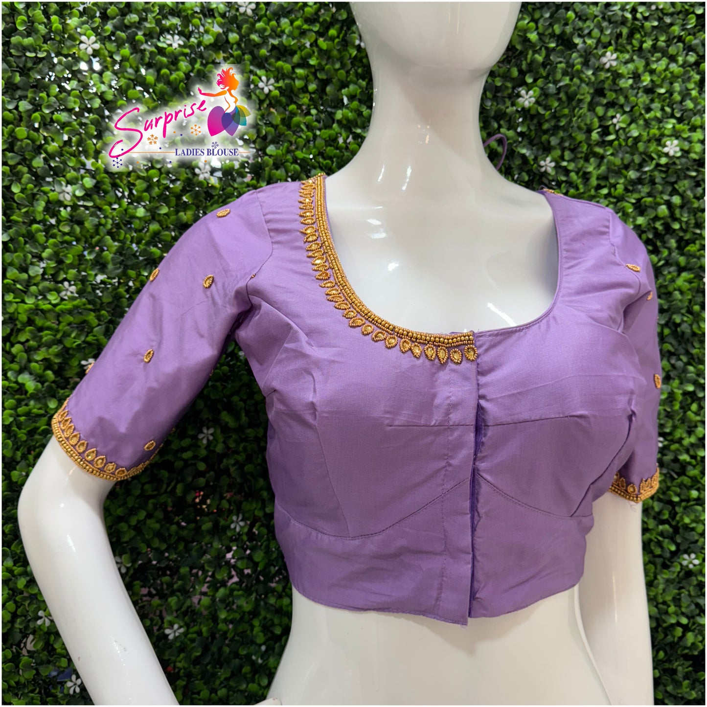 Designer handwork Ari work blouse Lavender color