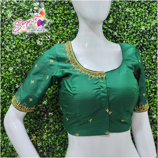 Machine work designer Readymade blouse green color