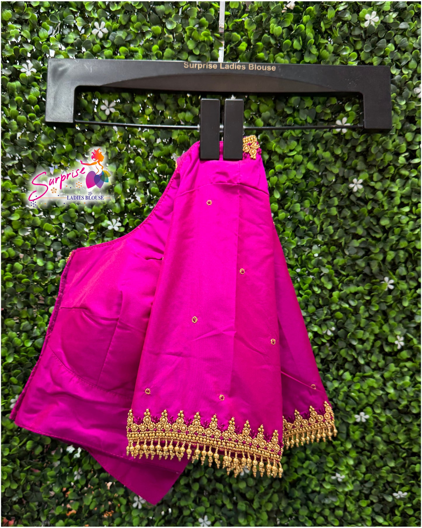 Designer handwork Ari work blouse pink color